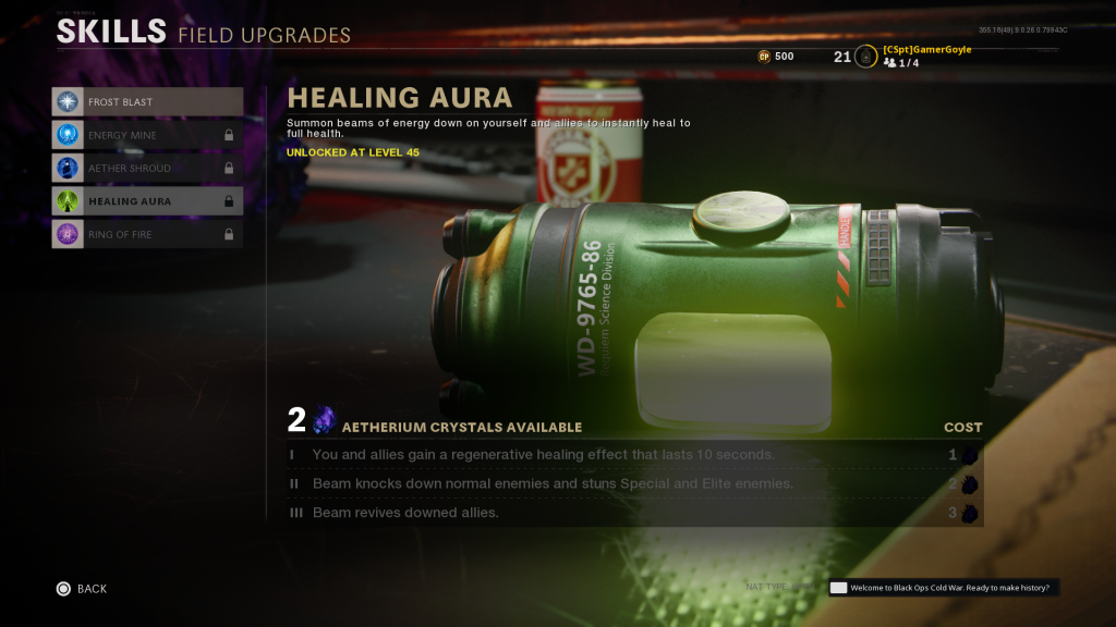 Cold War Zombies Field Upgrades