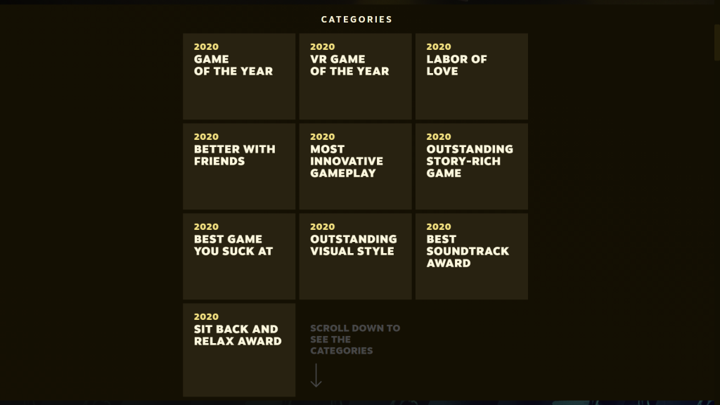 2020 Steam Awards categories