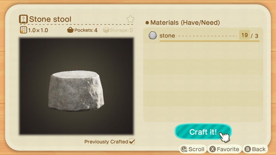 Animal Crossing New Horizons Crafting Stone