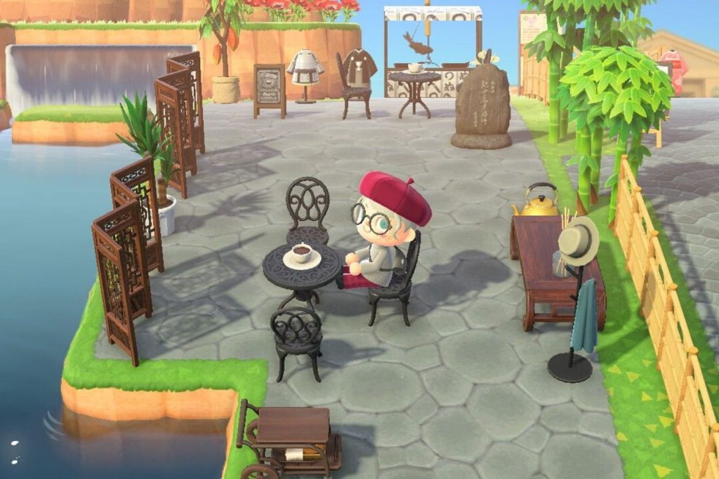 Animal Crossing New Horizons outdoor Japanese Parisian cafe