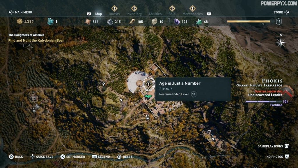 Assassin's Creed Odyssey Age is Just a Number side quest marker