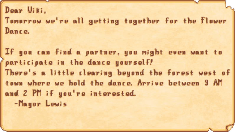 Stardew Valley Where is the Flower Dance festival