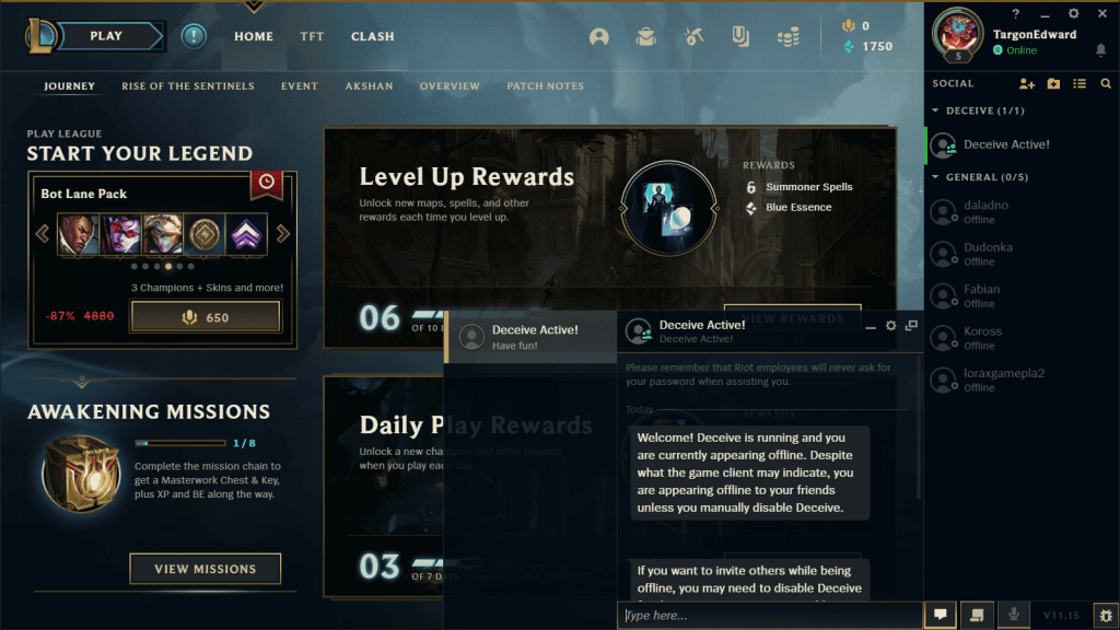 League of Legends with Deceive Active