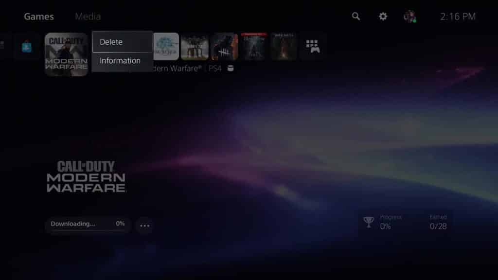 Deleting a game on PlayStation