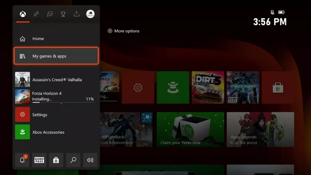 Xbox menu