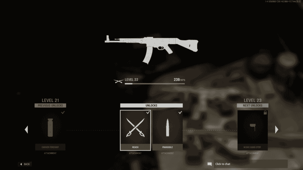 Weapon's leveling system and unlcoks that are attachments for the selected weapon