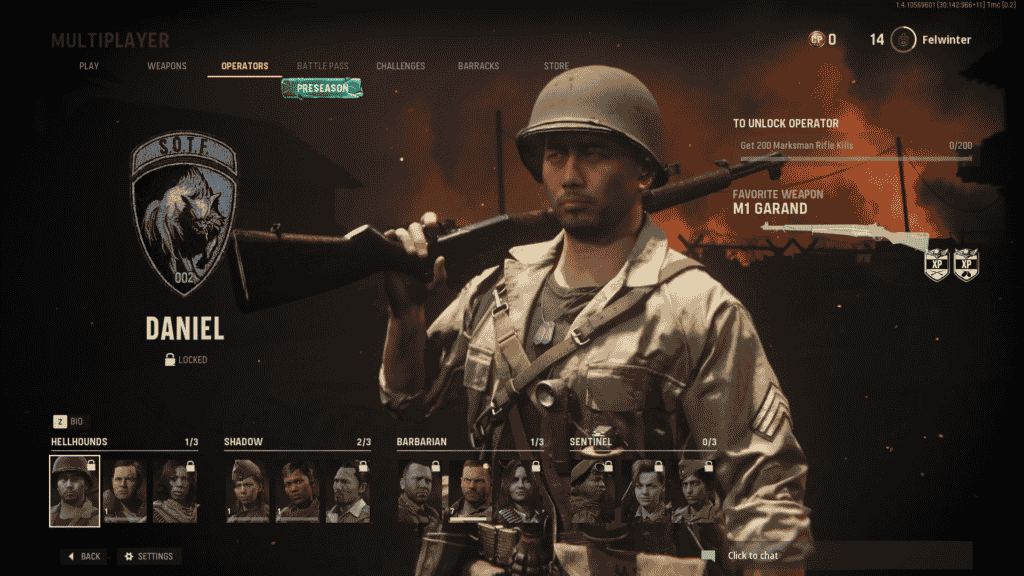 Operator menu in call of duty vanguard