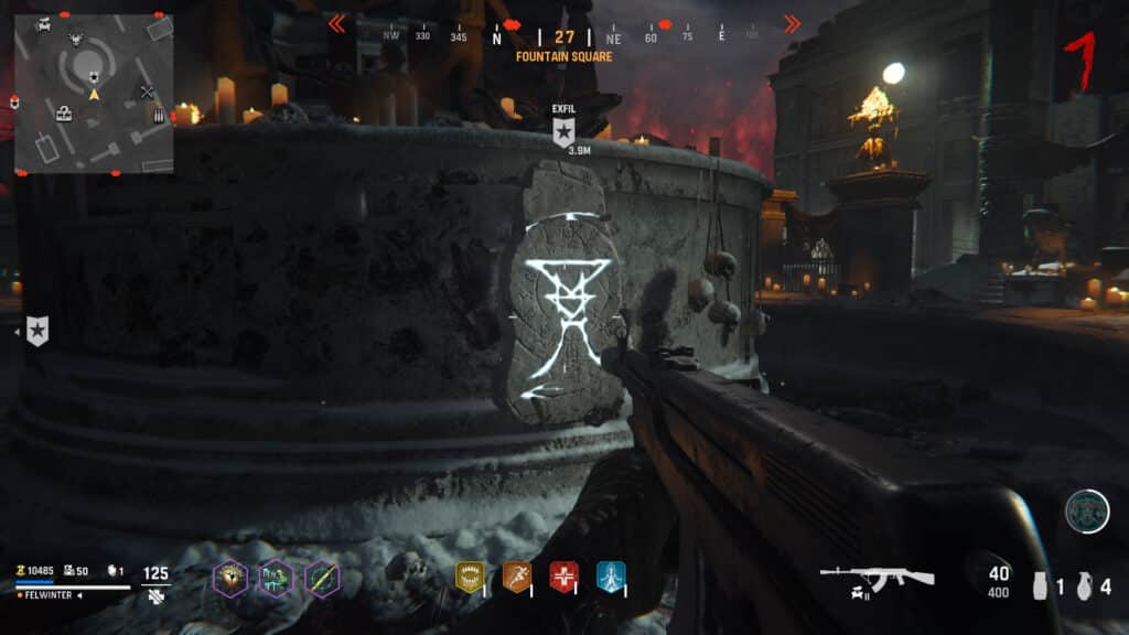 Exfil rune that initiates extraction located at the fountain square which is the middle of the map