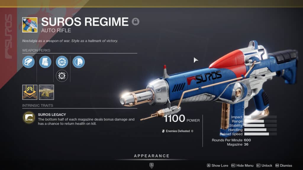 Suros Regime weapon in Destiny 2