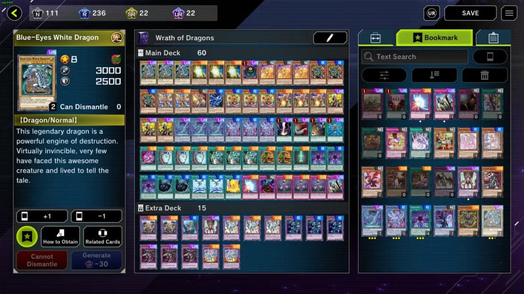 adding an owned card to the bookmark list