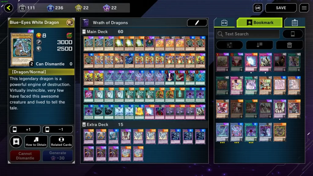 wishlisted and bookmarked cards in Yu gi Oh Master duel