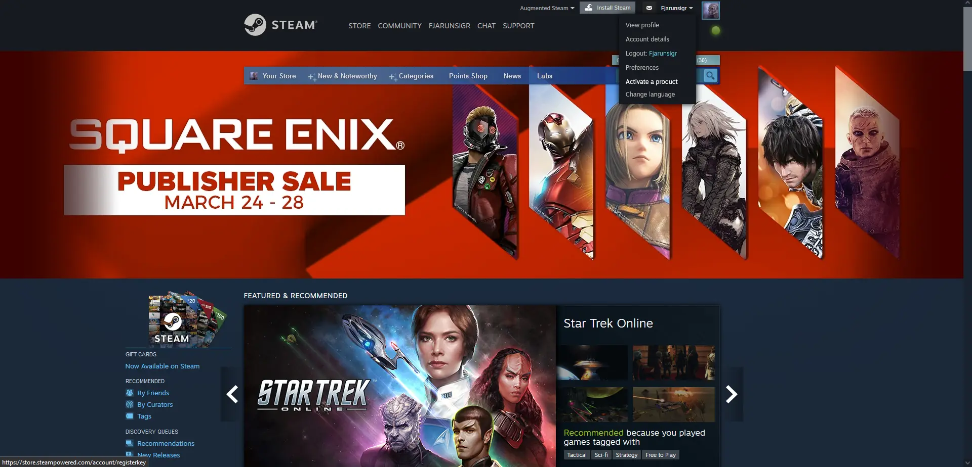 Steam Store front page