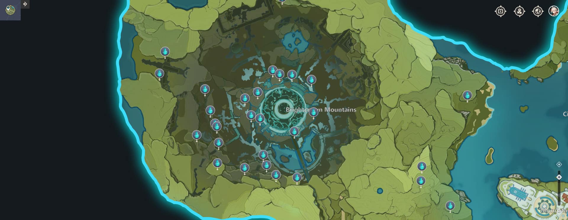 Crystal Chunk locations in north Liyue near Stormterror's Lair