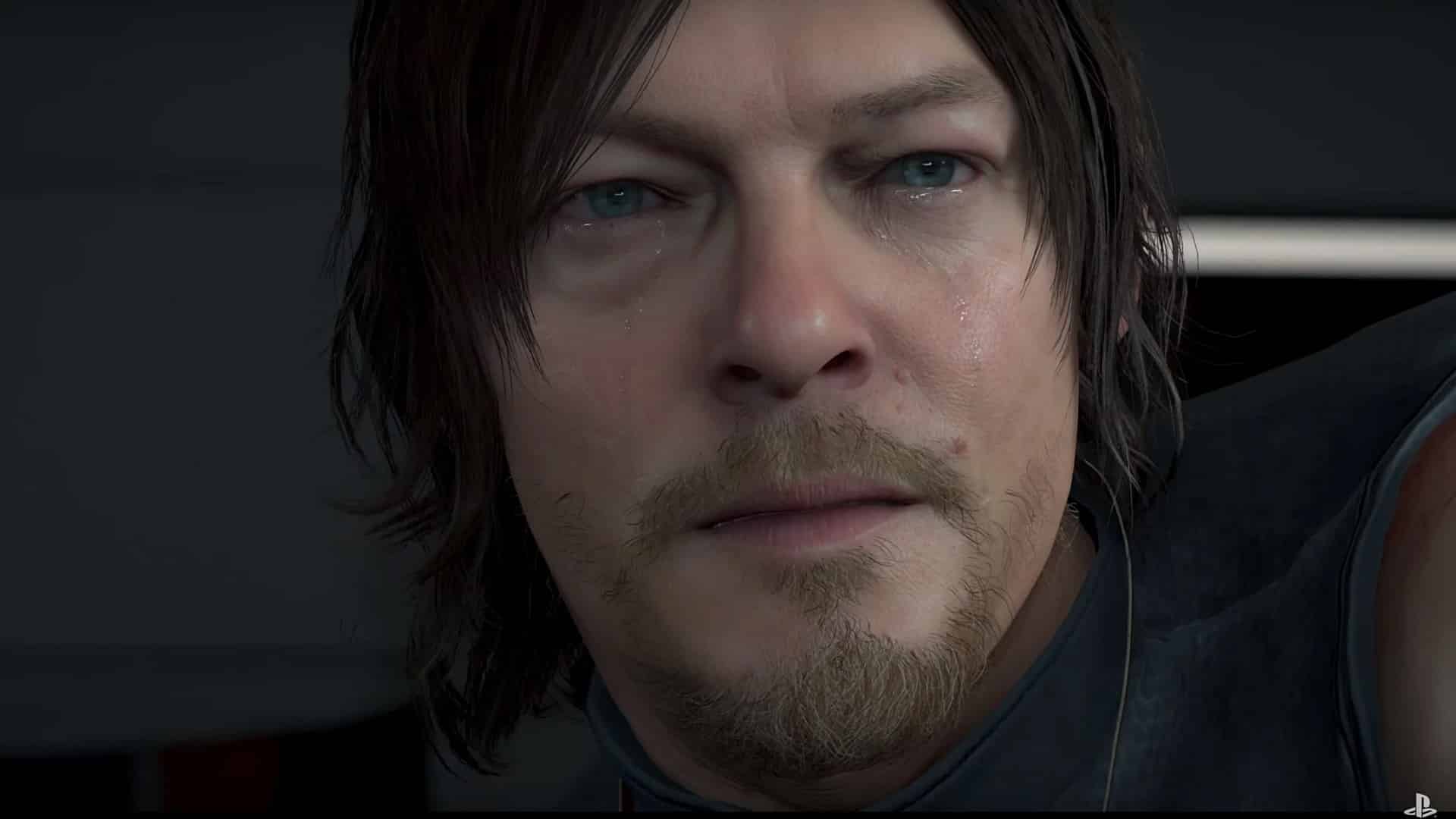Close-up picture of Normal Reedus from Death Stranding.