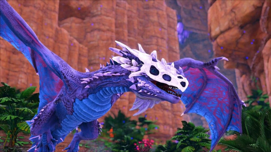 A purple Crystal Wyvern in ARK Survival Evolved