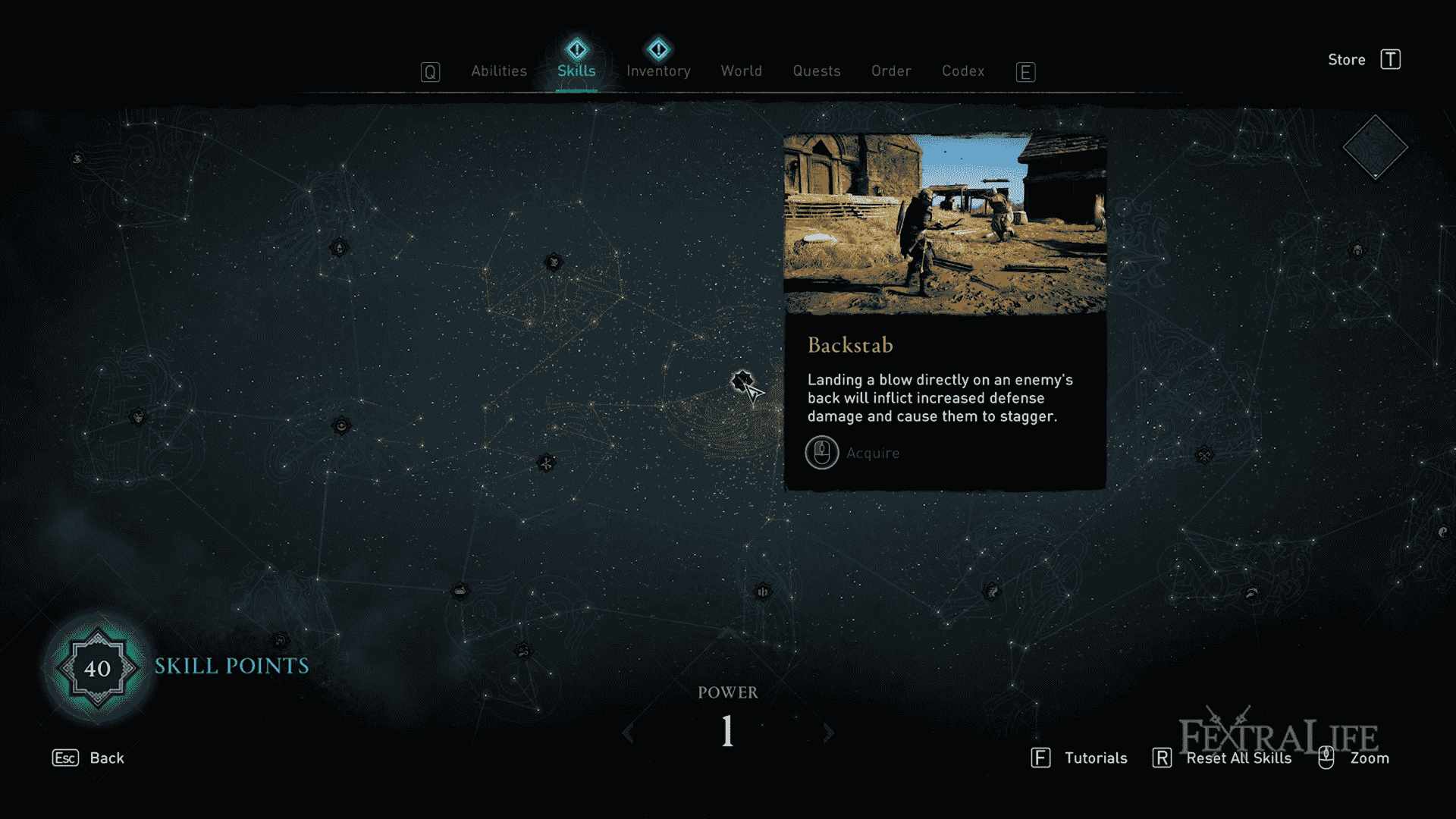 screenshot of Backstab skill in Assassins Creed Valhalla menu