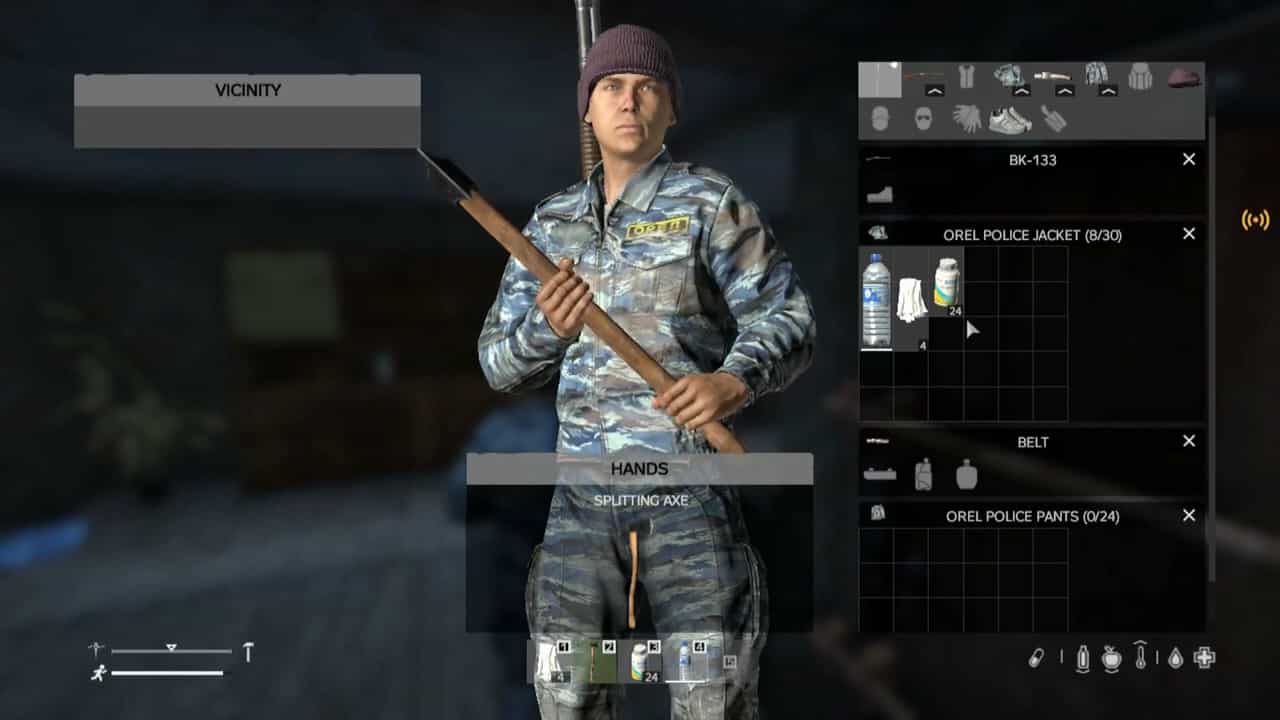 How to rotate items in DayZ main image showing character with inventory items