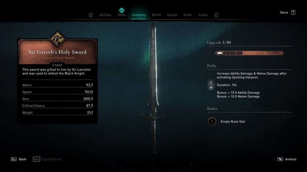 Gareth Sword assassin's creed Valhalla swords