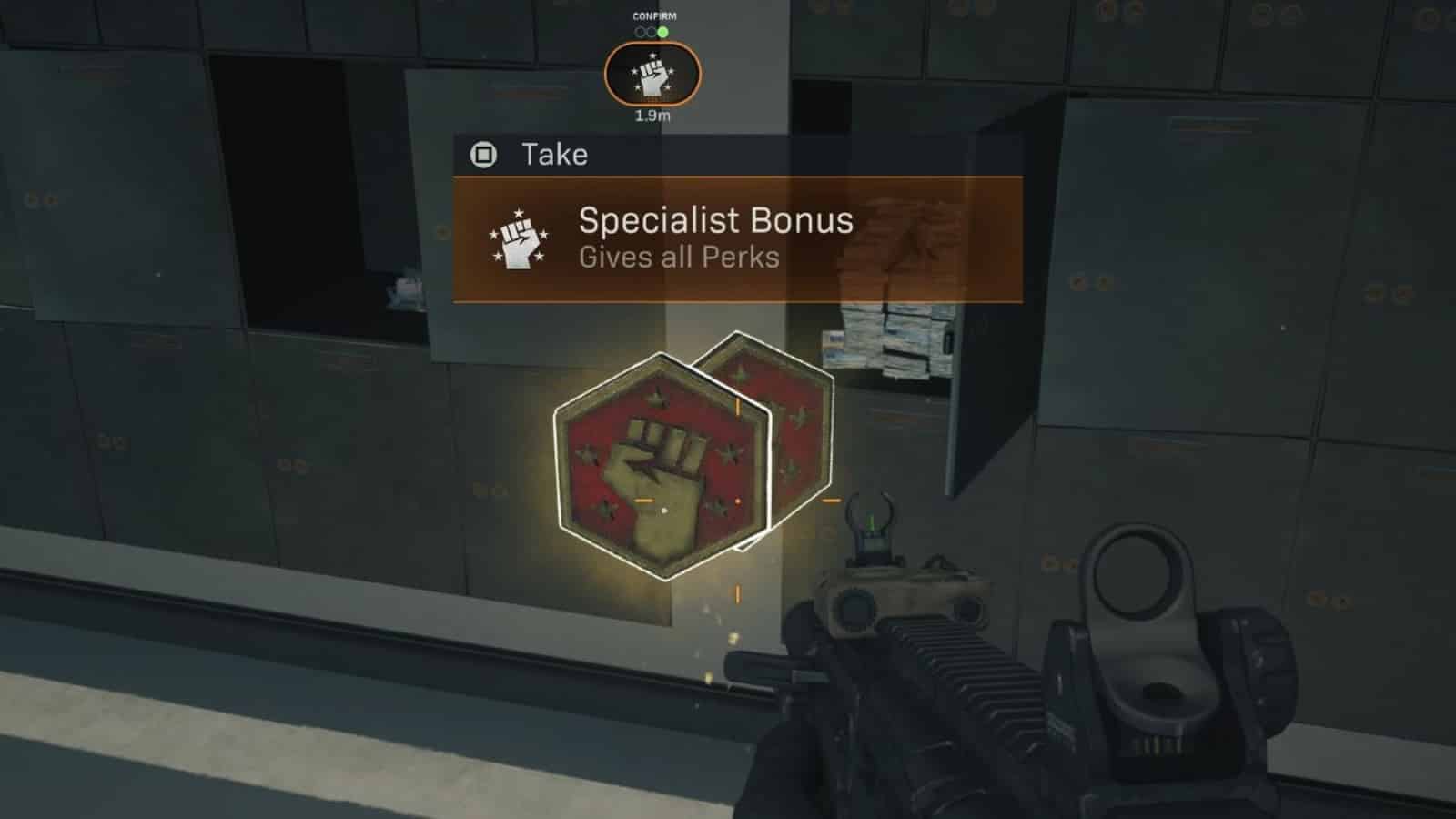 Screenshot of the specialist bonus activated in Warzone