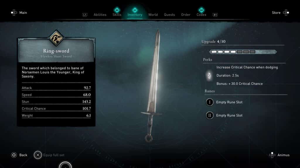 Ring sword assassin's creed Valhalla swords