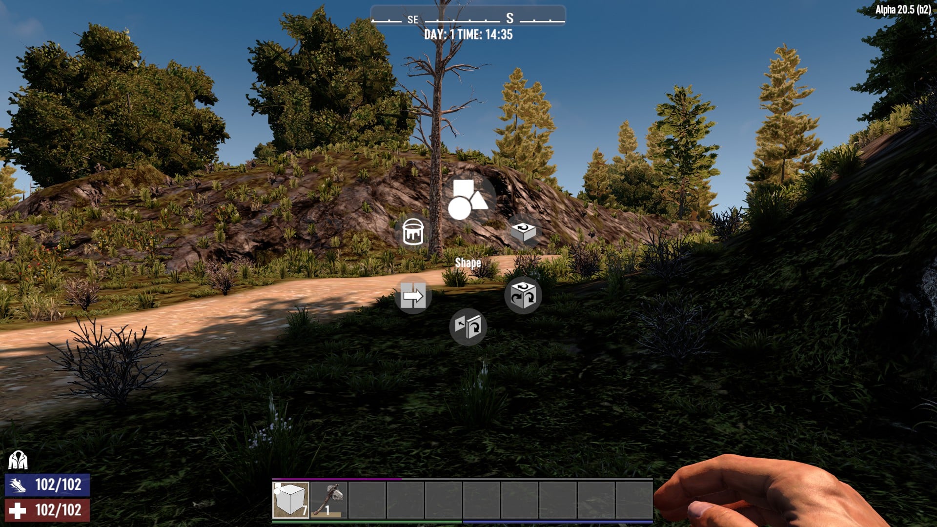 Showing the interaction menu in 7 days to die