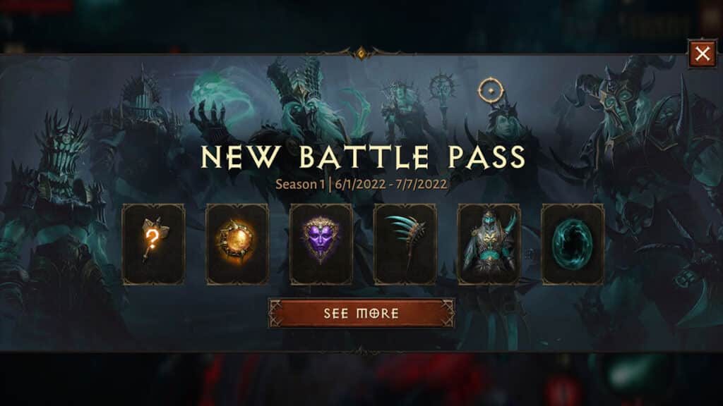 Diablo Immortal Battle Pass Rewards Shown
