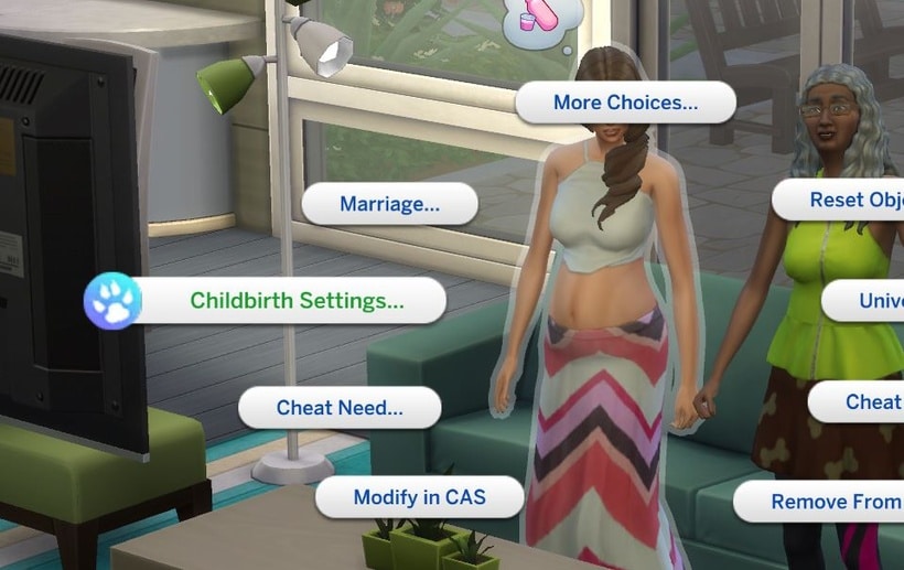 childbirth settings menu location