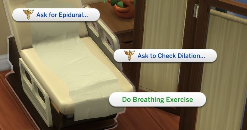 birth mod epidural, dilation, and breathing exercise options