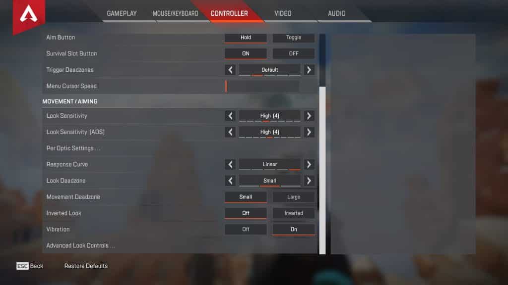 Apex Legends recommended controller settings