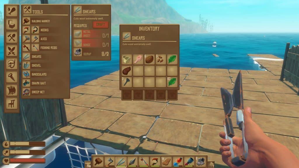 Raft: how to get wool - Shears in inventory