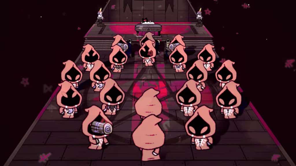 Performing a funeral in Cult of the Lamb