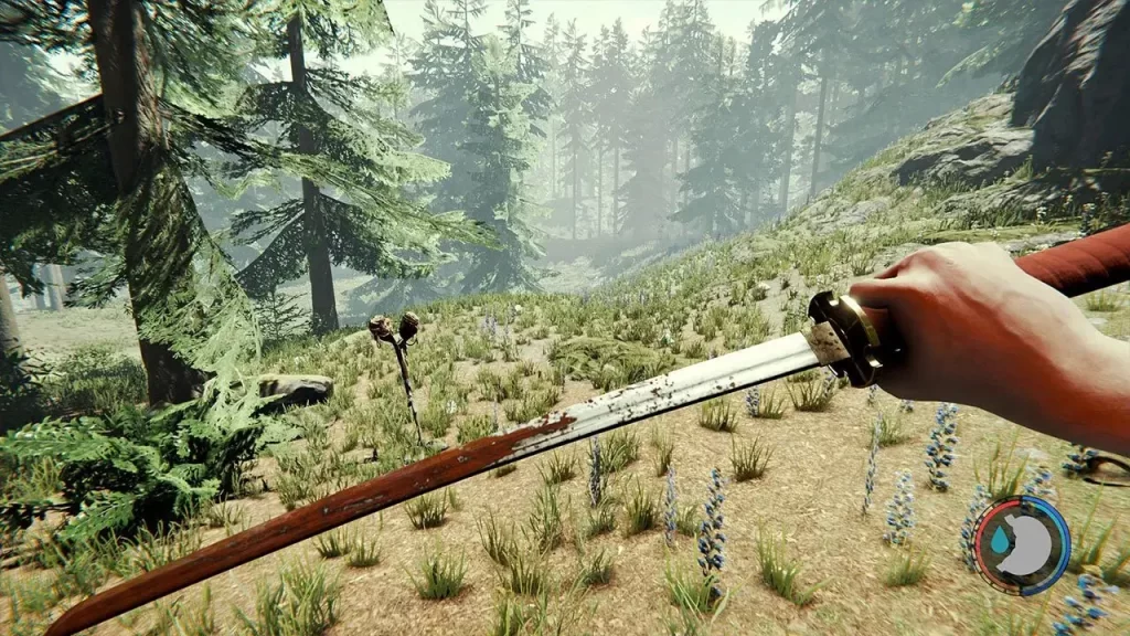 Showing the katana in The Forest
