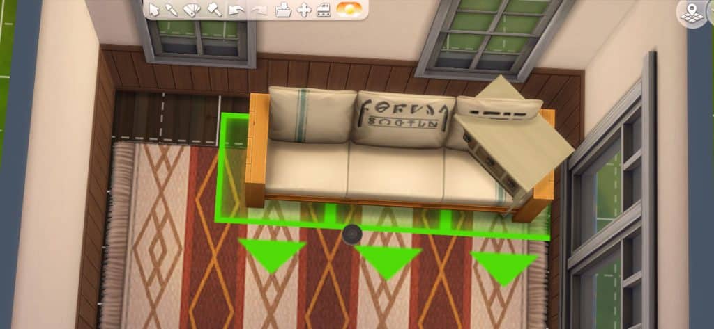 Couch and shelf intersecting in The Sims 4.