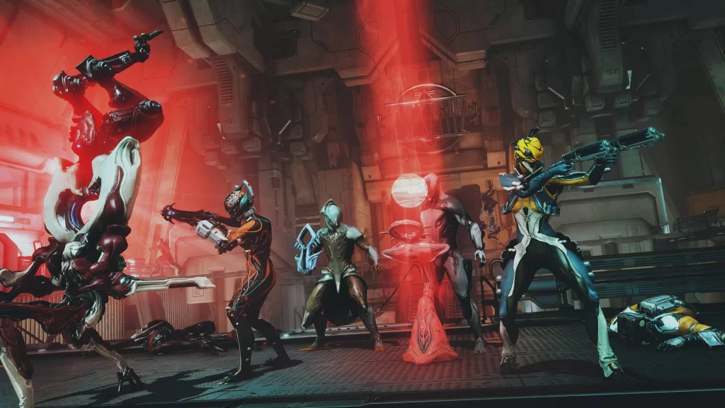 Players defending a conduit in a Disruption mission