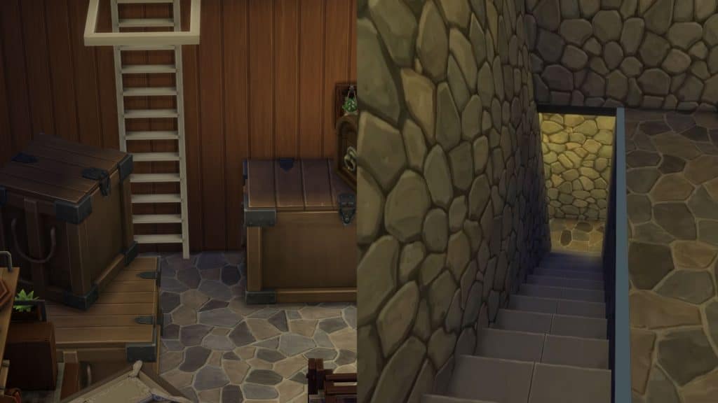 the sims 4 ladder on the left and stairs on the right.