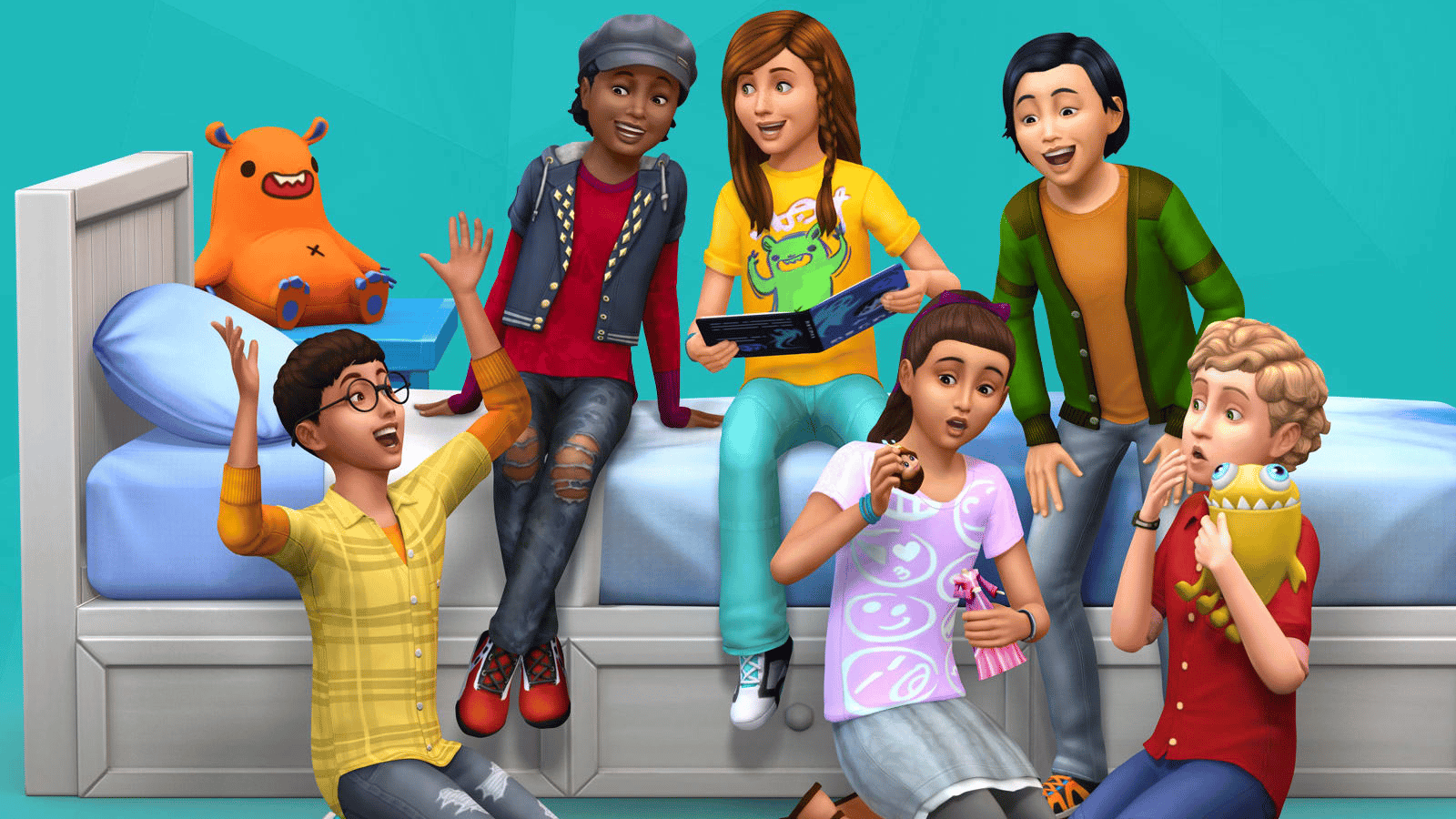 A group of children in The Sims 4 promo material