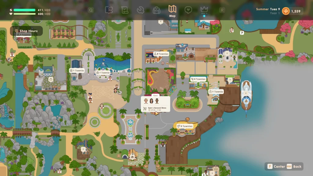 Sam's general store, viewed form teh map