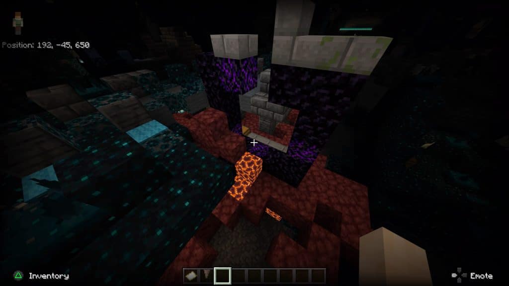 An ancient city ruined Nether portal after being rebuilt