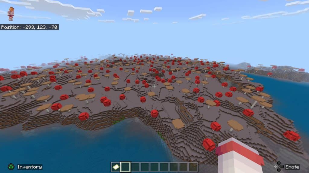 A mushroom island in Minecraft