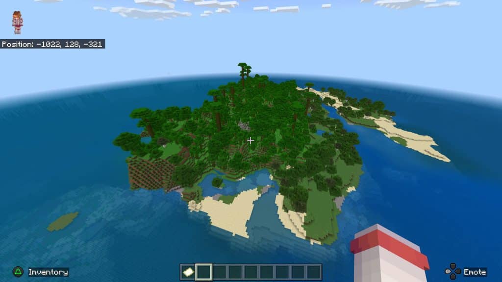 A Jungle biome on an island in Minecraft