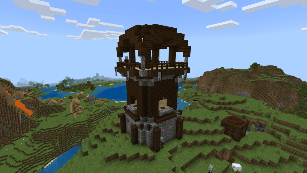 A pillager outpost in Minecraft