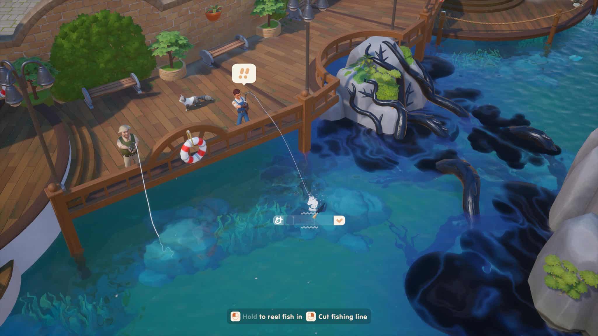 Official image of fishing minigame in Coral Island