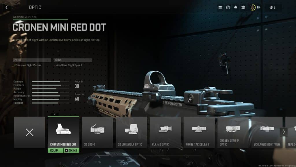 Optic with skin options available