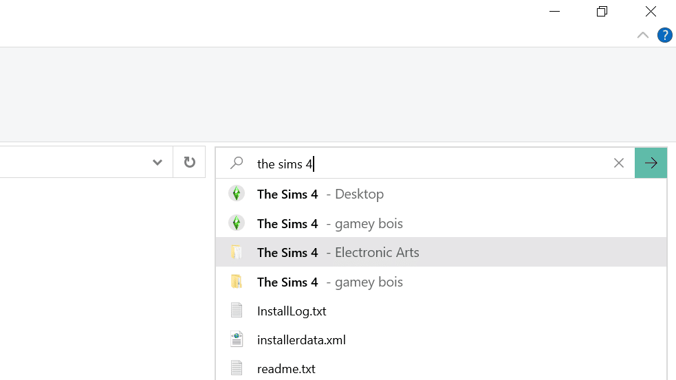 Using the File Explorer search bar 