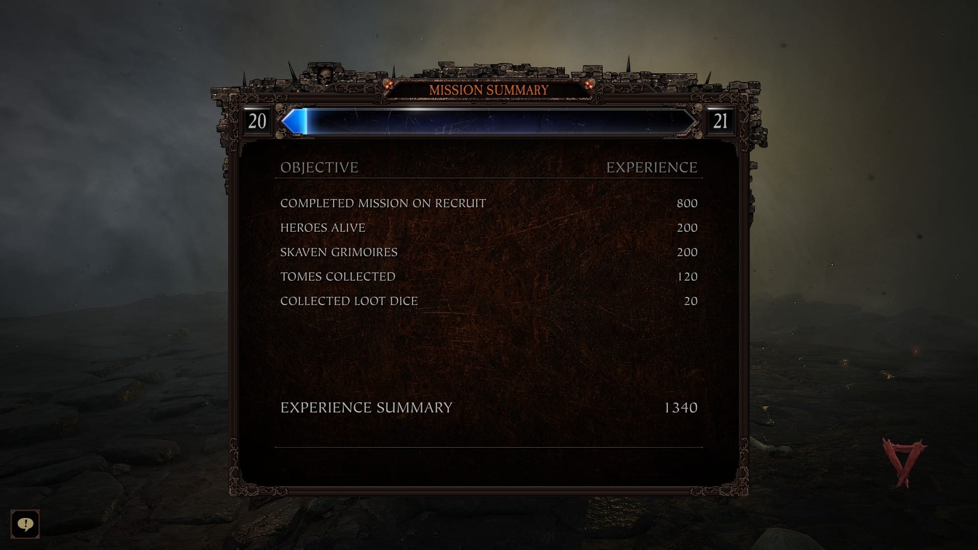 How to level up fast in Warhammer Vermintide 2 - mission end screen