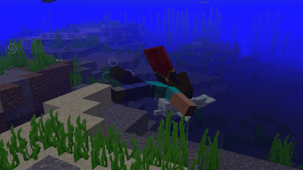 Sprint-swimming with 'Dolphin's Grace' Speed Boost in Minecraft