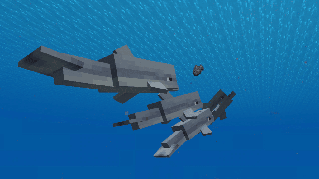 Dolphins Eating Raw Cod in Minecraft - Credit: Minecraft.net