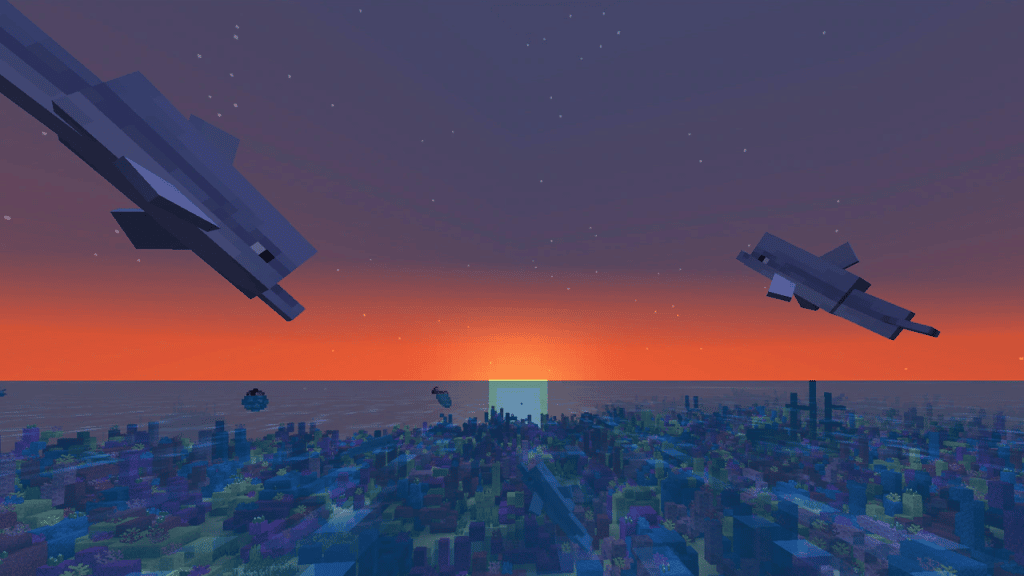 Dolphins Jumping for Air in Minecraft - Credit: Minecraft.net