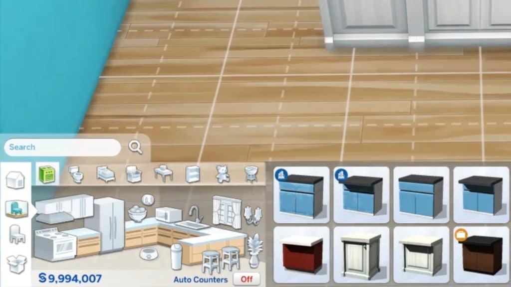 Setting to disable Auto Counters and make half cabinets in The Sims 4