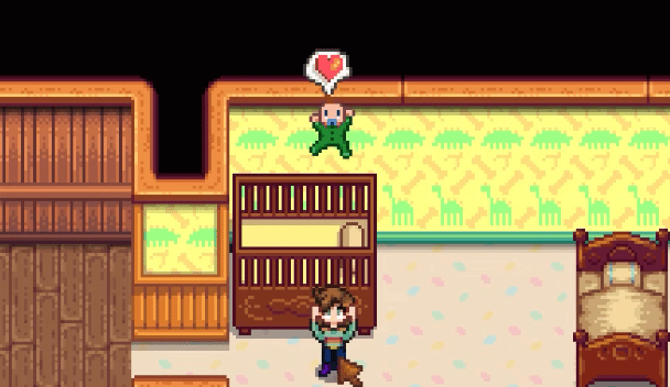 Playing with your child in Stardew Valley